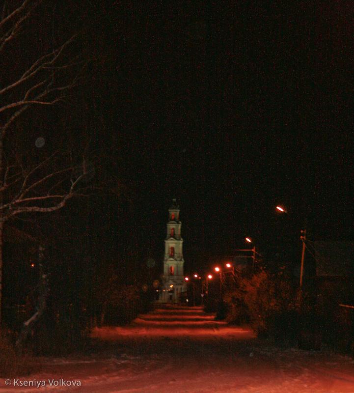 Колокольня в новогоднюю ночь Юрьевец, Россия