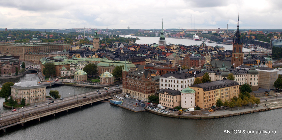 Виды с башни ратуши на Стокгольм Стокгольм, Швеция