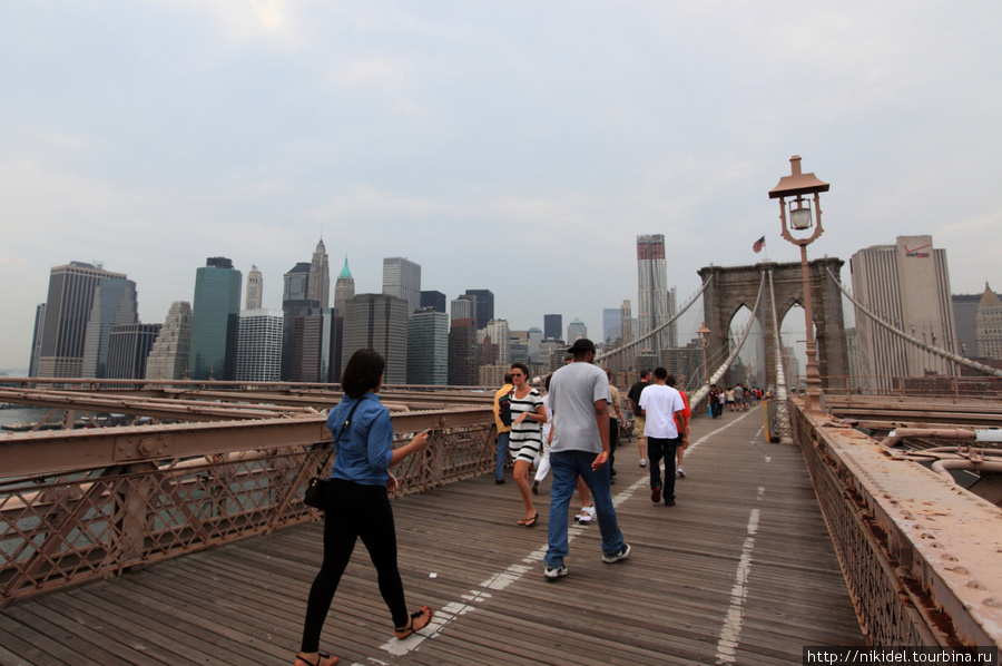 вид с моста на Манхэттен Нью-Йорк, CША
