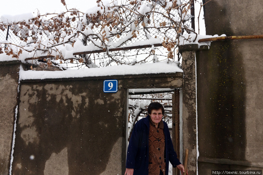 Тётя Тося встречает нас у ворот своего дома Ариндж, Армения