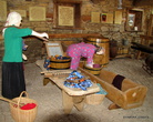 В качестве приспособлений к стирке использовались столы, деревянные бочки и чаны для воды, деревянные корыта, стиральные доски, корзины для белья.