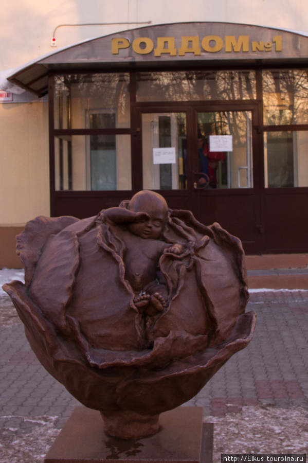 Памятник новорожденному в капусте («Лёшка», скульптор Олег Кислицкий) Томск, Россия