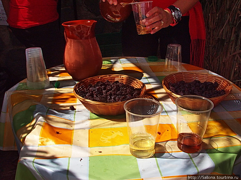 слева вино из винограда, справа — из изюма Малага, Испания