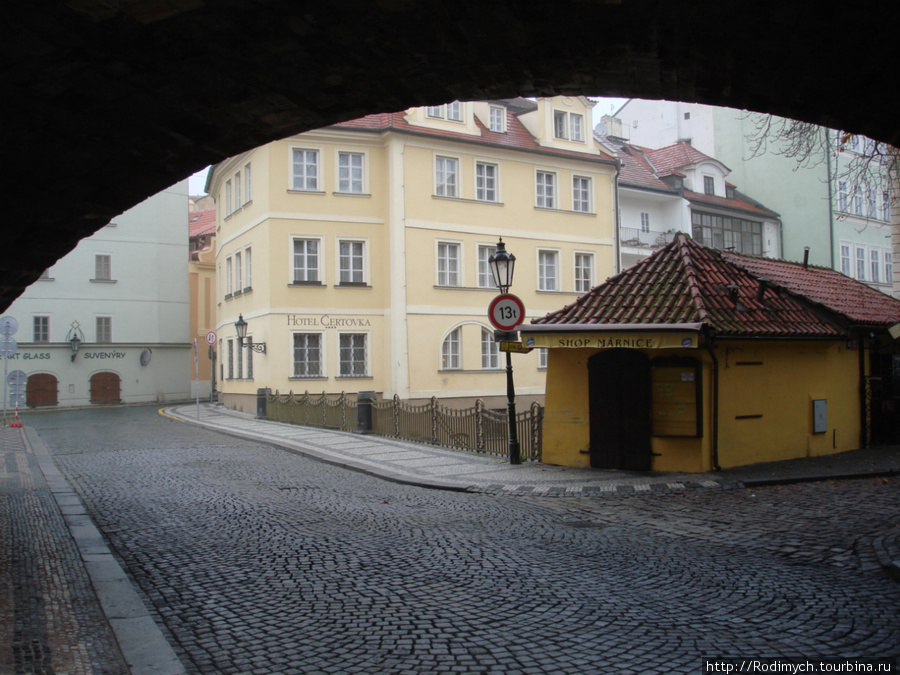 Вид из под Карлова моста на отель Прага, Чехия