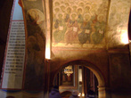 О таланте Андрея Рублёва можно судить по фрескам Страшный суд, котрые хорошо сохранились в Успенском соборе