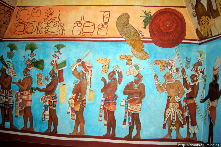 Фреска внутри гробницы майя Четумаль, Мексика