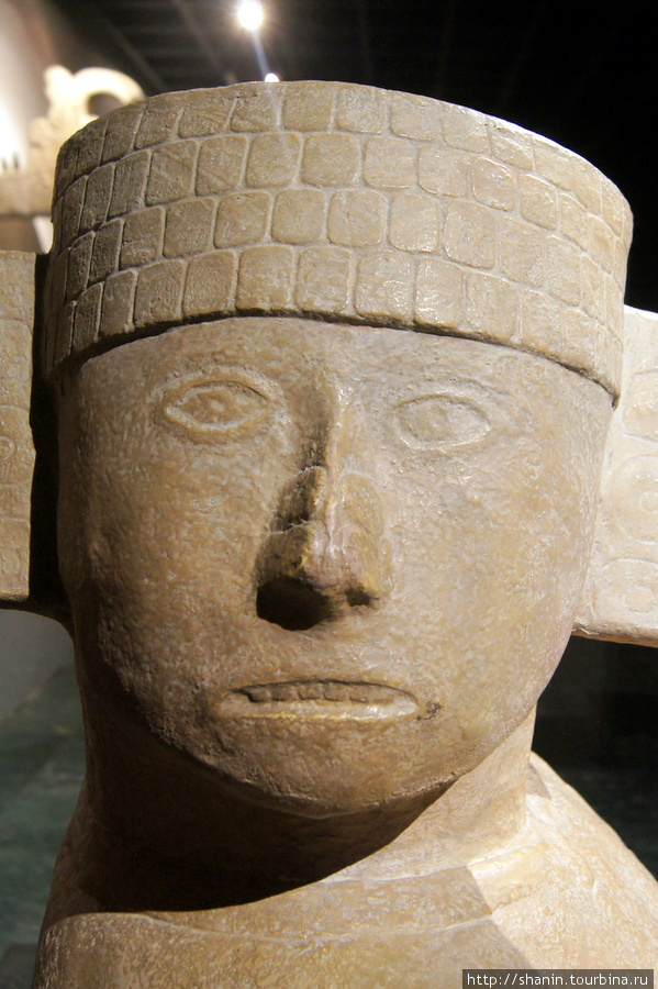 Каменная голова в музее культуры майя Четумаль, Мексика
