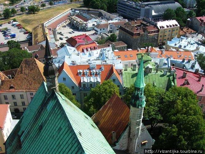 Таллинн. Панорама с крыши (смотровая площадка) церкви Олевисте. Таллин, Эстония