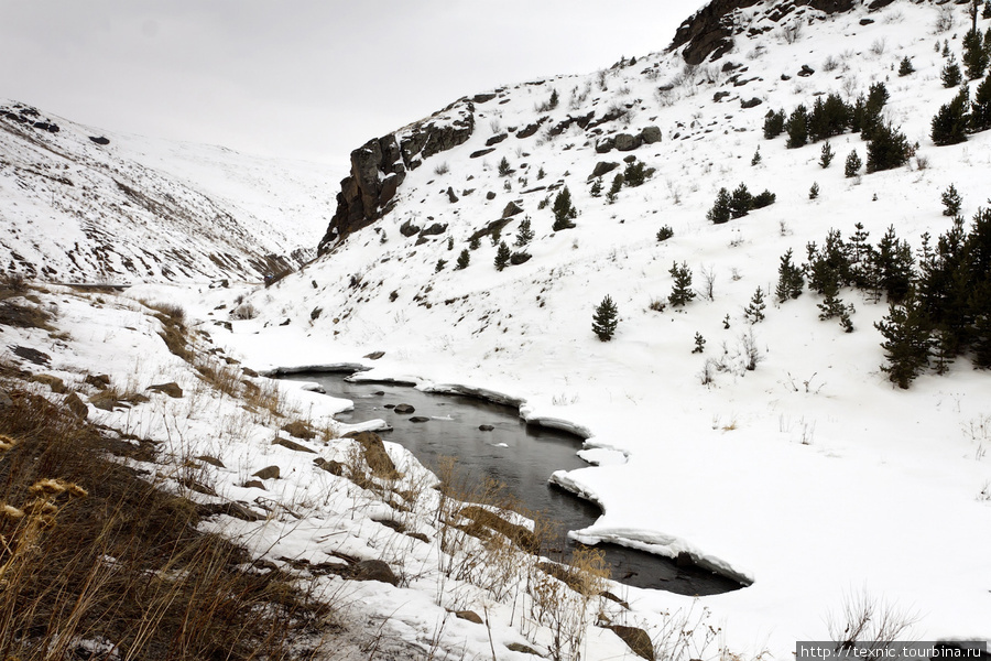 Ручей пробивается сквозь сковавшие его льды Восточная Анатолия, Турция