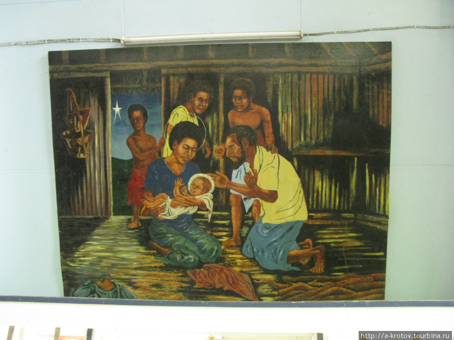 Религиозные картины (иконы) в церквях — в папуасском стиле! Папуа-Новая Гвинея