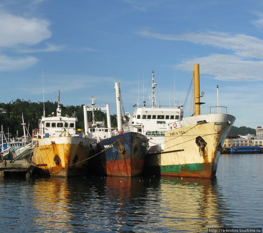 Пригородные пароходы, идущие вдоль берегов Папуа по 6-7 дней в одну сторону Джайпура, Индонезия