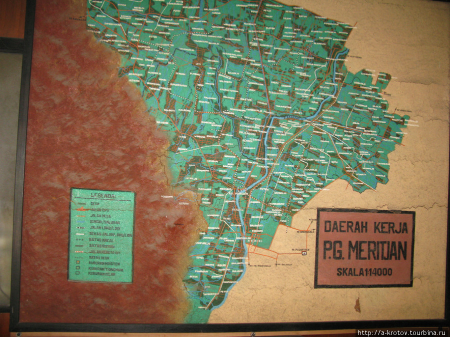 Схема сахарных плантаций и узкоколеек Кедири, Индонезия