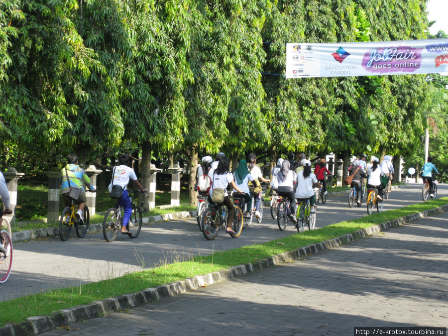 Много велосипедистов Джокьякарта, Индонезия