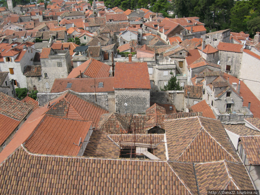Вид с колокольни Трогир, Хорватия