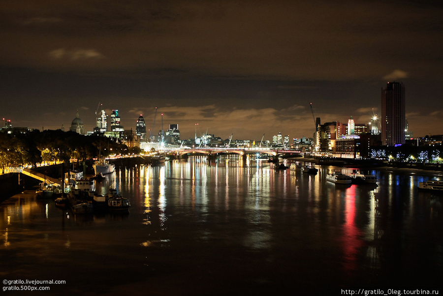 вид с моста Ватерло на City Лондон, Великобритания