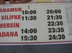 Расписание автобусов на восток от Алании компании Akdeniz