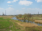 Река Уды, ТЭЦ.Слева посёлок Песочин.