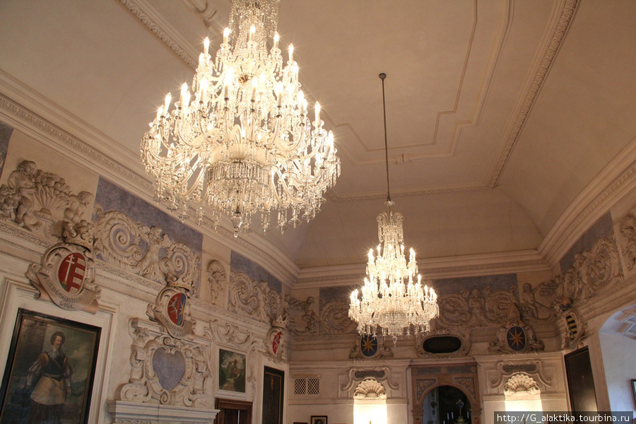 Красивая парадная комната с гербами вошедшими в Род Штейбергов. Очень впечатляет.