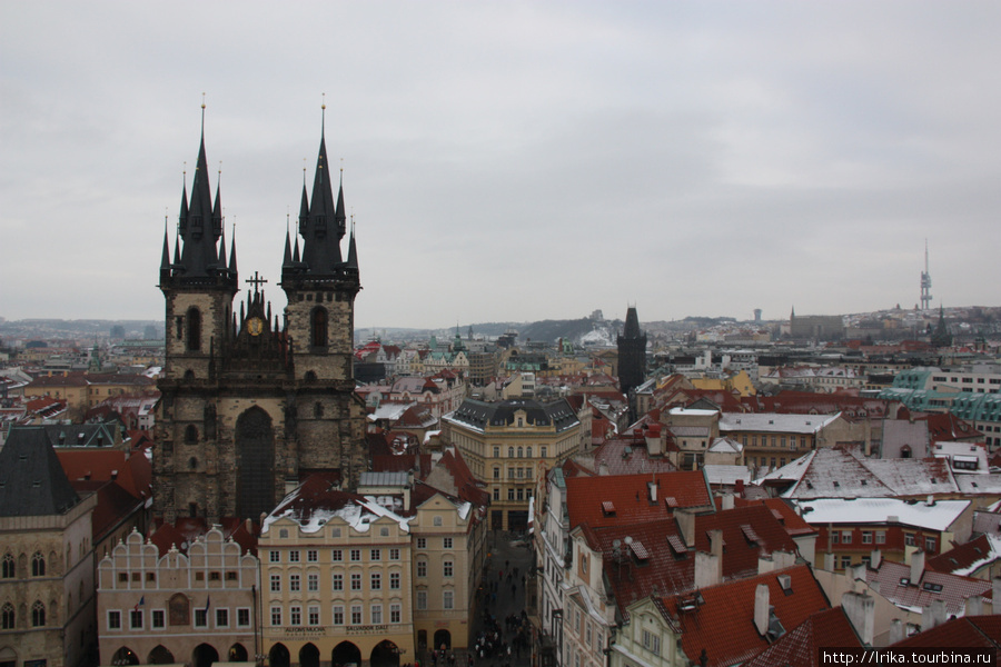 Зимняя Прага с высоты птичьего полета Прага, Чехия