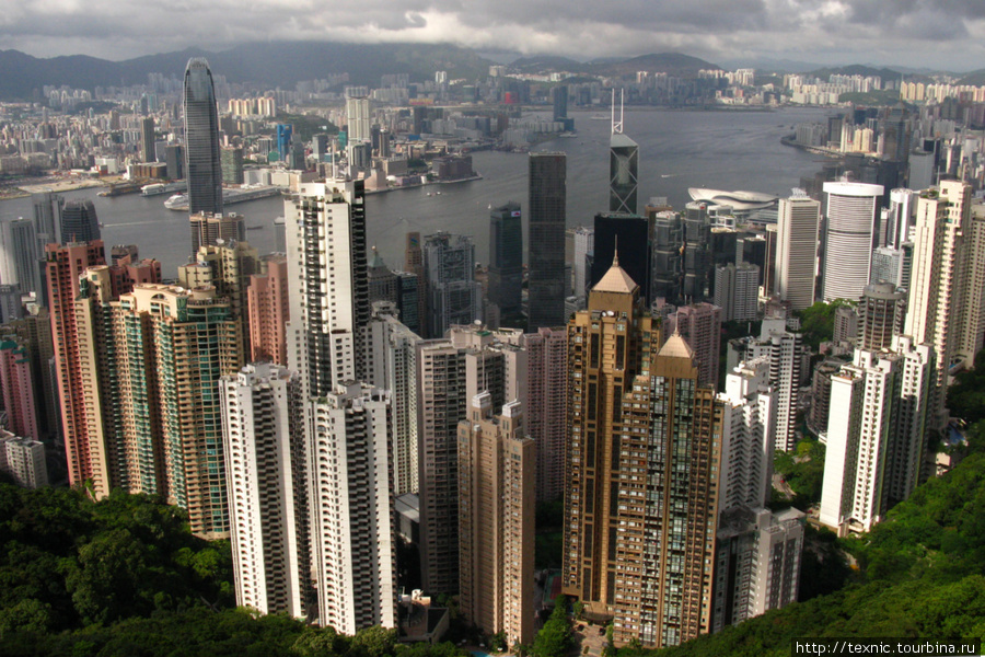 Общая панорама города, открывающаяся со смотровой Гонконг
