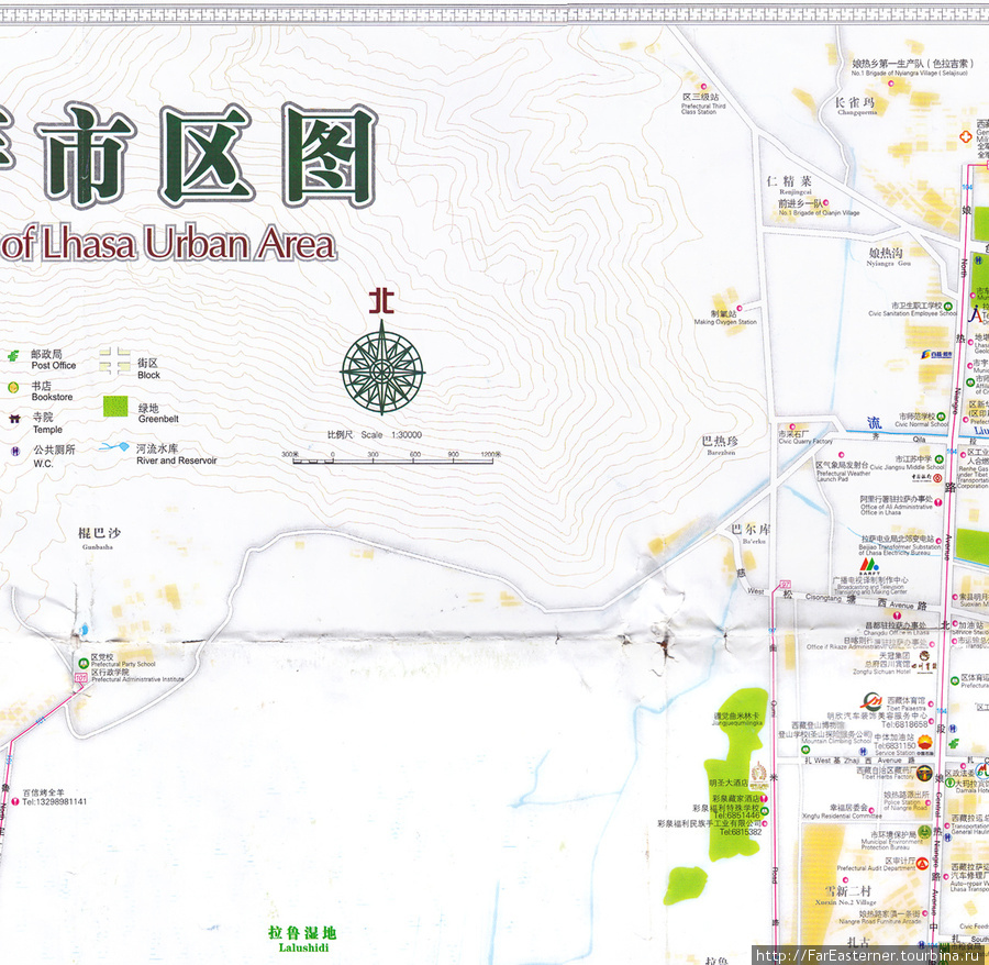 Большая карта Лхасы Лхаса, Китай
