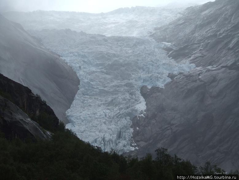 Наконец вдалеке появился ледник Бригсдалбреен Норвегия