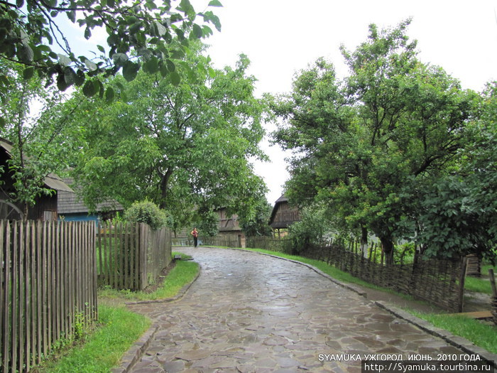 По обе стороны сельской  улицы располагаются дома и усадьбы представителей народов Закарпатья. Ужгород, Украина