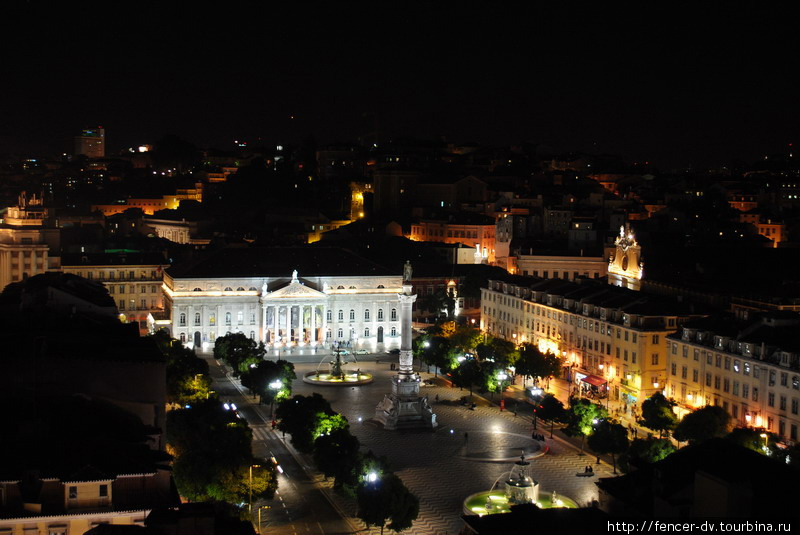 Ночной Россио Лиссабон, Португалия