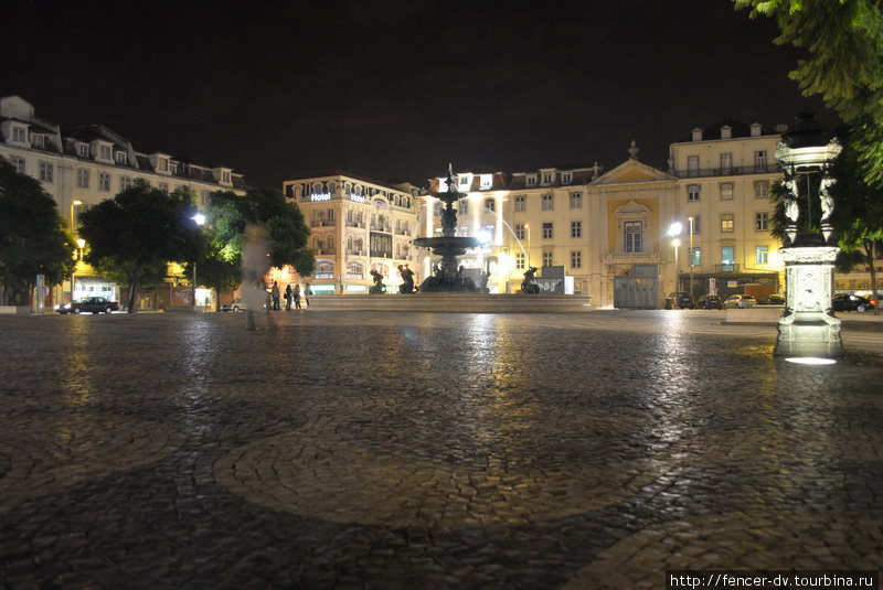 Ночной Россио Лиссабон, Португалия