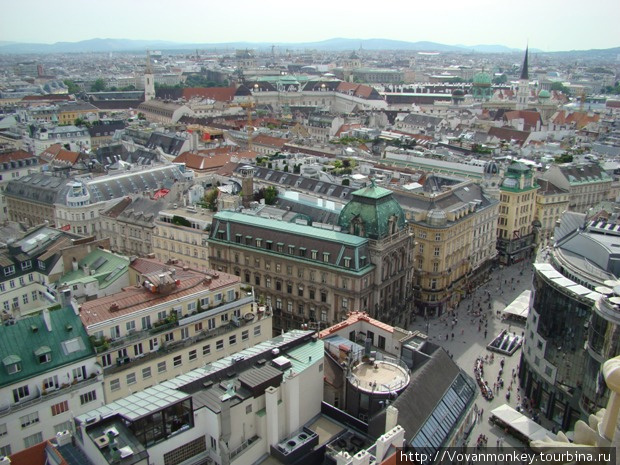 Вид с обзорной площадки Св.Штефана на Грабен Вена, Австрия