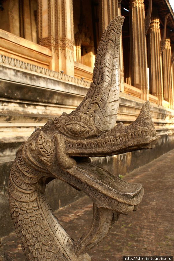 Змей нага в монастыре Ват Хо Пра Кео Вьентьян, Лаос