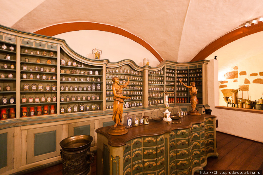 Внутри замка раньше находилась самая первая в мире аптека. Сегодня на ее месте сделали музей. Гейдельберг, Германия