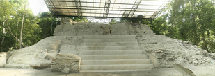 Верхушка Храма Ягуара — единственное более-менее откопанное и восстановленное сооружение в Эль Мирадоре