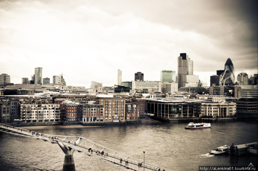 Панорама из окна кафе Tate Modern Лондон, Великобритания