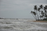 При такой скорости ветра с волнами надо быть аккуратным даже на широком пляже.