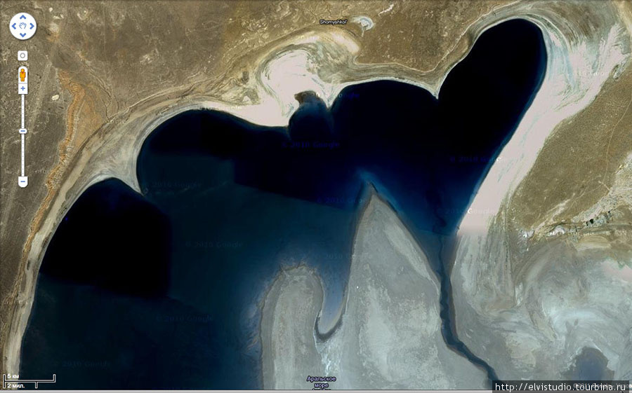 Удивительные формы береговой линии Аральского моря