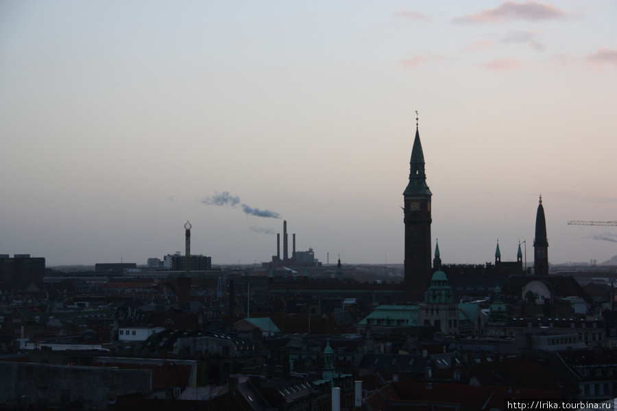 Вечерний город с высоты Копенгаген, Дания