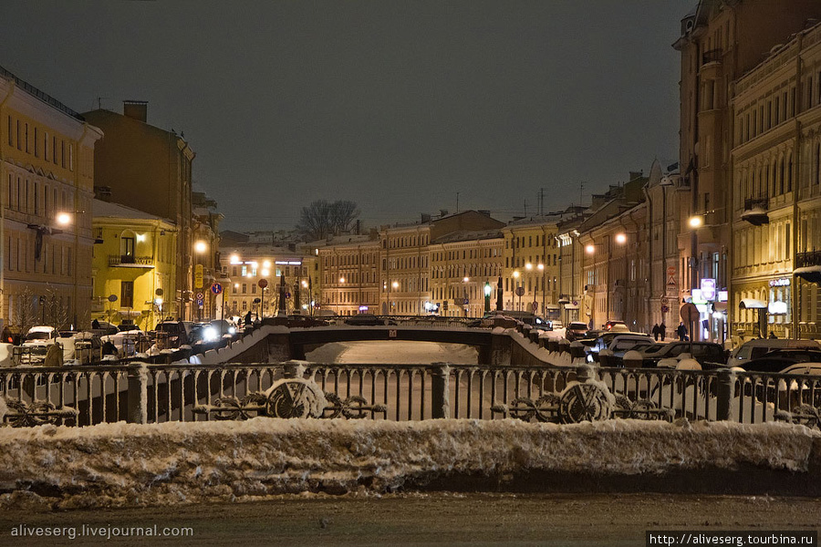 Канал Грибоедова, февральские прогулки вечерами Санкт-Петербург, Россия