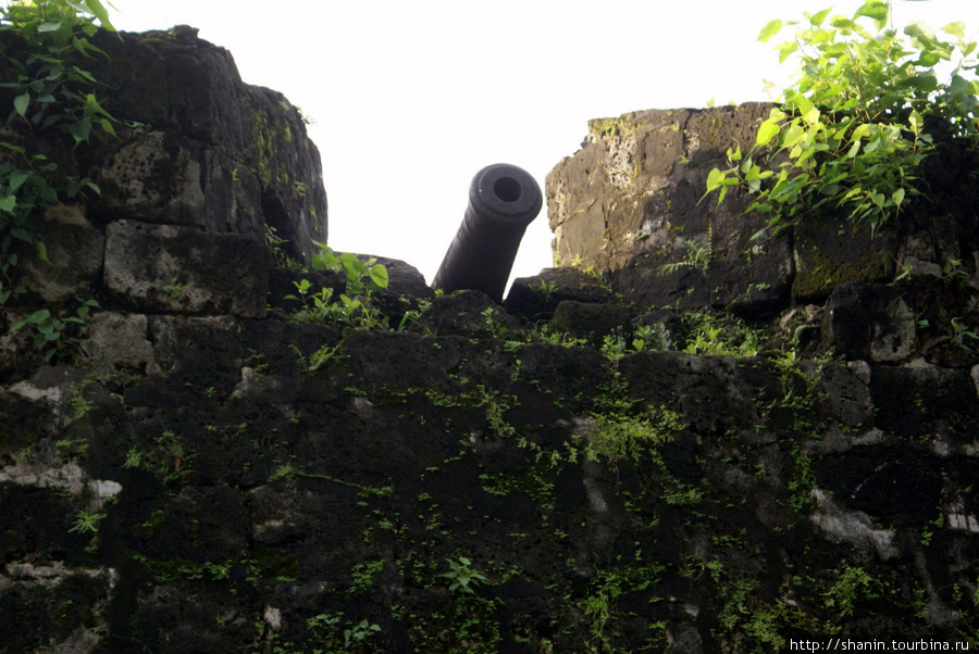 Пушка на стене форта Сан Педро в Себу Себу-Сити, остров Себу, Филиппины