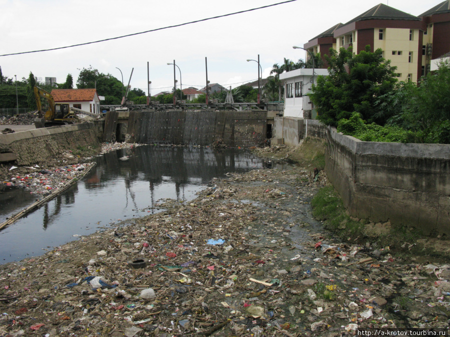Мусор на речке. Увы, в Джакарте канализация — наружная... Джакарта, Индонезия