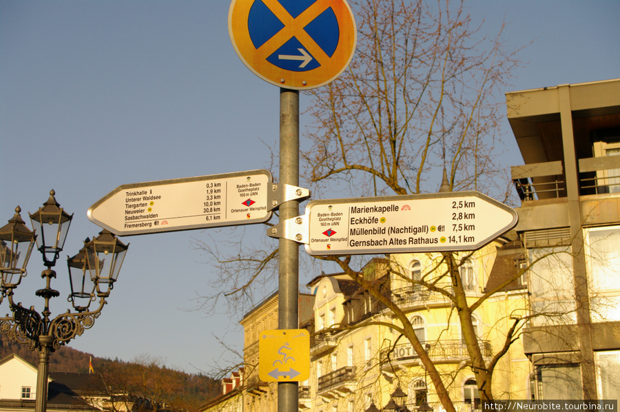 Указатель направлений для туристов Баден-Баден, Германия