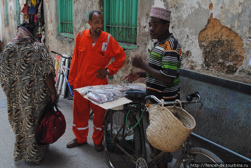 Уличный продавец осьминогов Остров Занзибар, Танзания