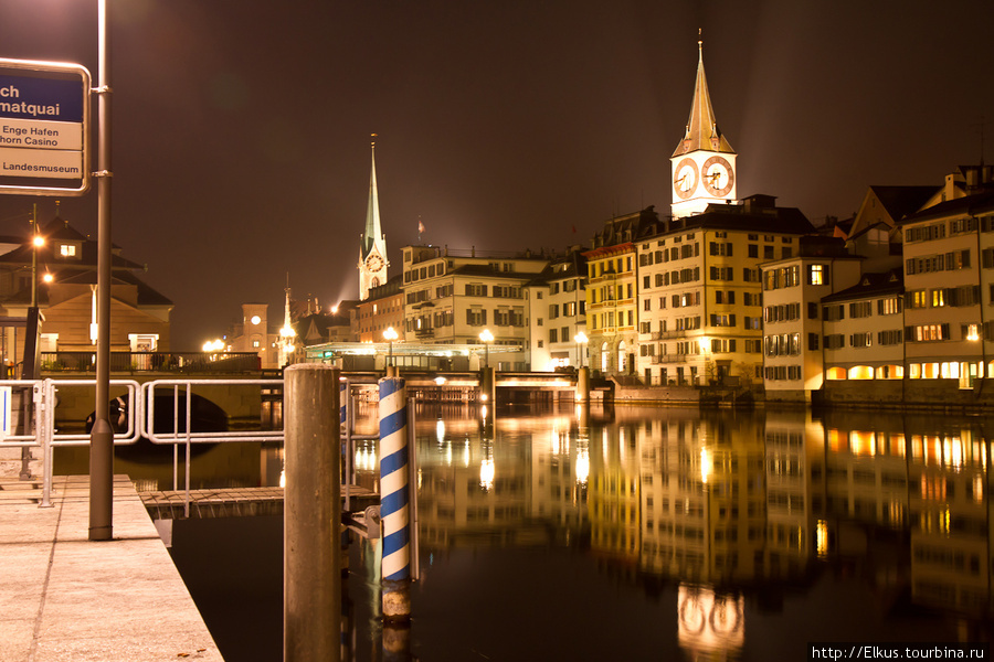 Ночной Цюрих Цюрих, Швейцария.
