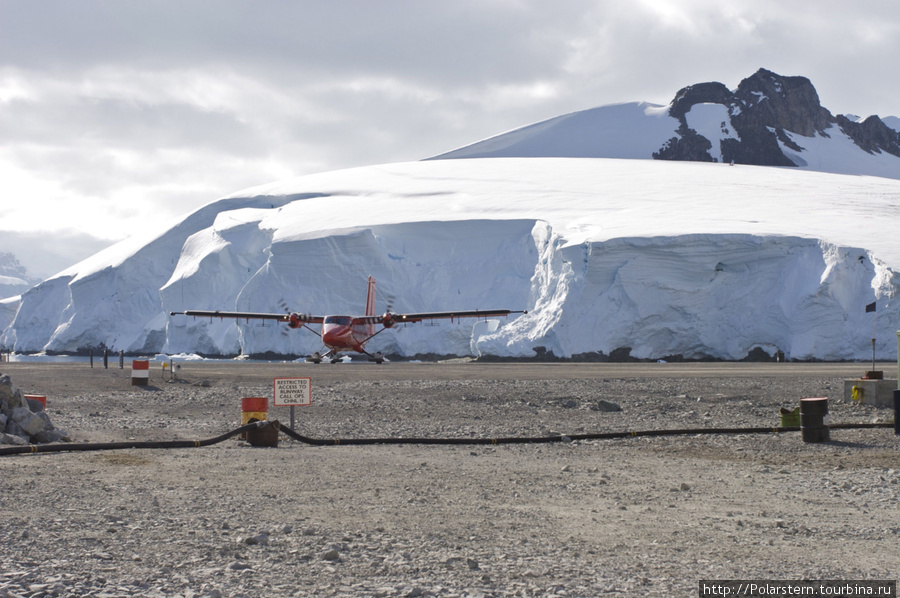 самолет Twin Otter на взлетной полосе Антарктическая станция Росера, остров Аделаида (Великобритания), Антарктида