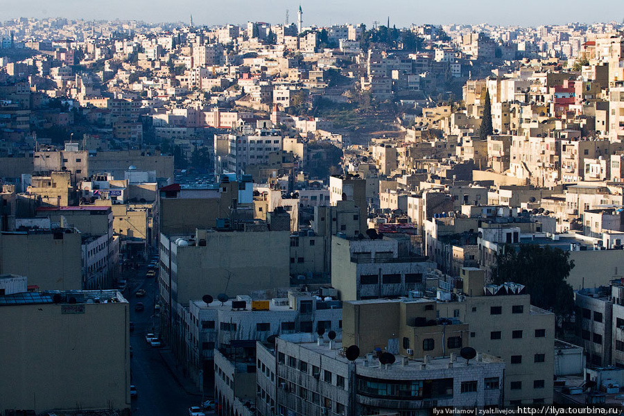 Как и многие другие столицы, Амман расположен на семи холмах, которые представлены на флаге Иордании семиконечной звездой. Состоятельные люди в Аммане предпочитают селиться ближе к окраине. Столица Иордании — город не слишком зеленый, но в районах вилл, где нет такой скученности, как в центре, каждый старается окружить свое жилище деревьями. Здесь тихо, безлюдно, воздух чистый, почти загородный. Не только на окраинах, но даже в старой части города застройка в основном современная. Меж тем люди живут на этой земле многие тысячи лет. Амман, Иордания