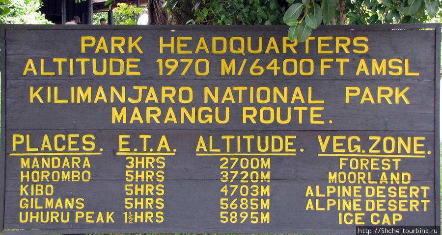 наш  маршрутный лист Килиманджаро Национальный Парк, Танзания