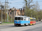 Буксировка неисправного трамвая по улице Академика Павлова.