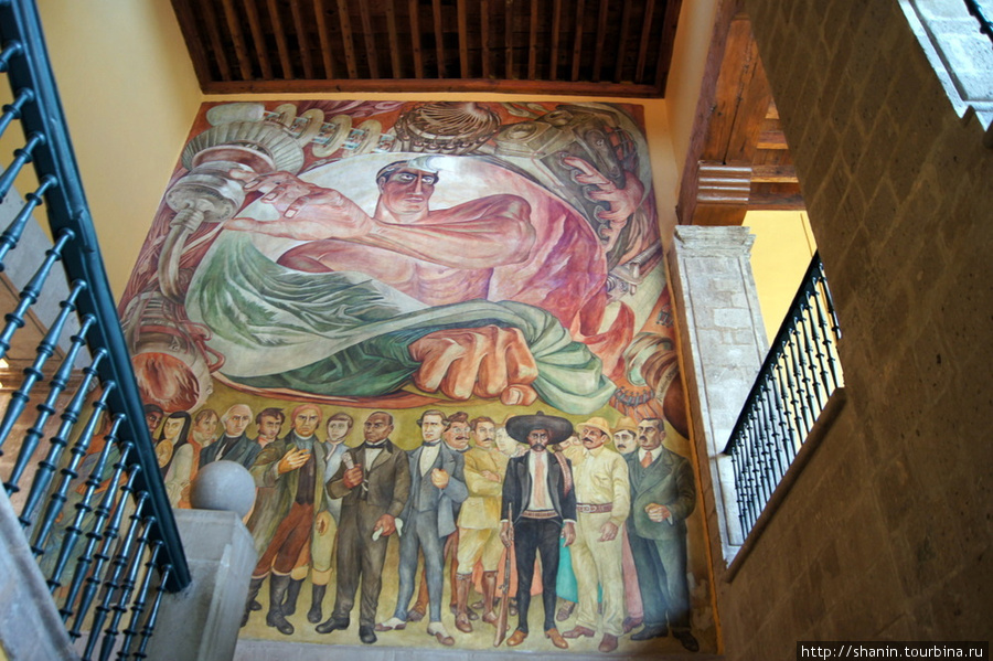 Картина на лестнице дворца Мехико, Мексика