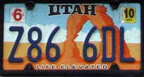 Номерной знак авто штата Юта
