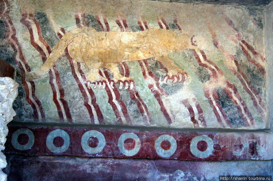 Сохранившиеся фрески Теотиуакан пре-испанский город тольтеков, Мексика